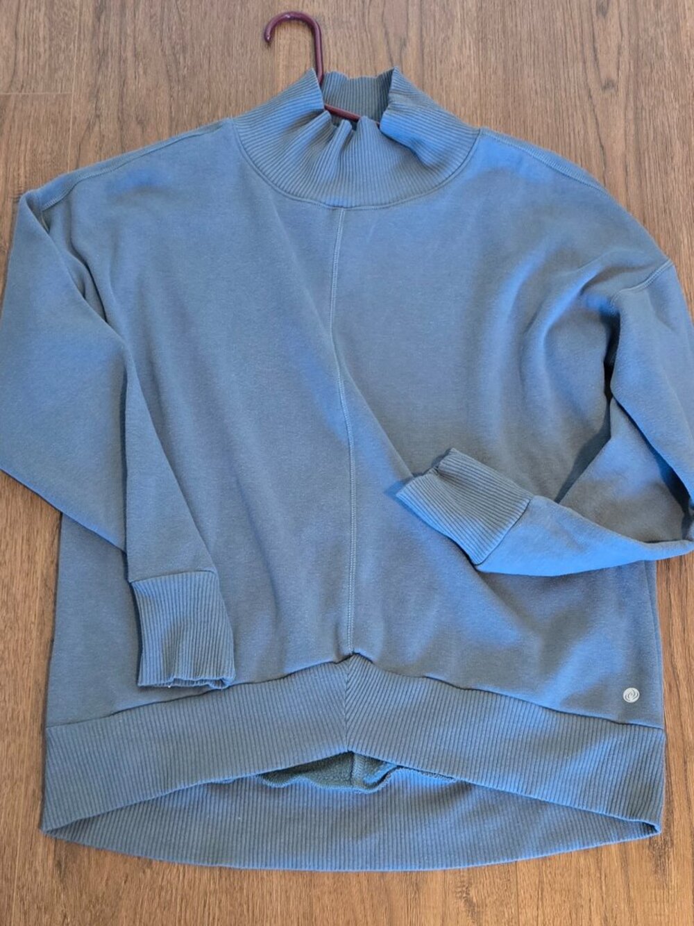 Apana Women's Long Sleeve Sweatshirt Blue XL High Low Cut Mock Turtleneck